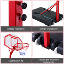 Canestro Basket Autoportante 210-260 cm Altezza Regolabile  e Ruote in Acciaio Rosso