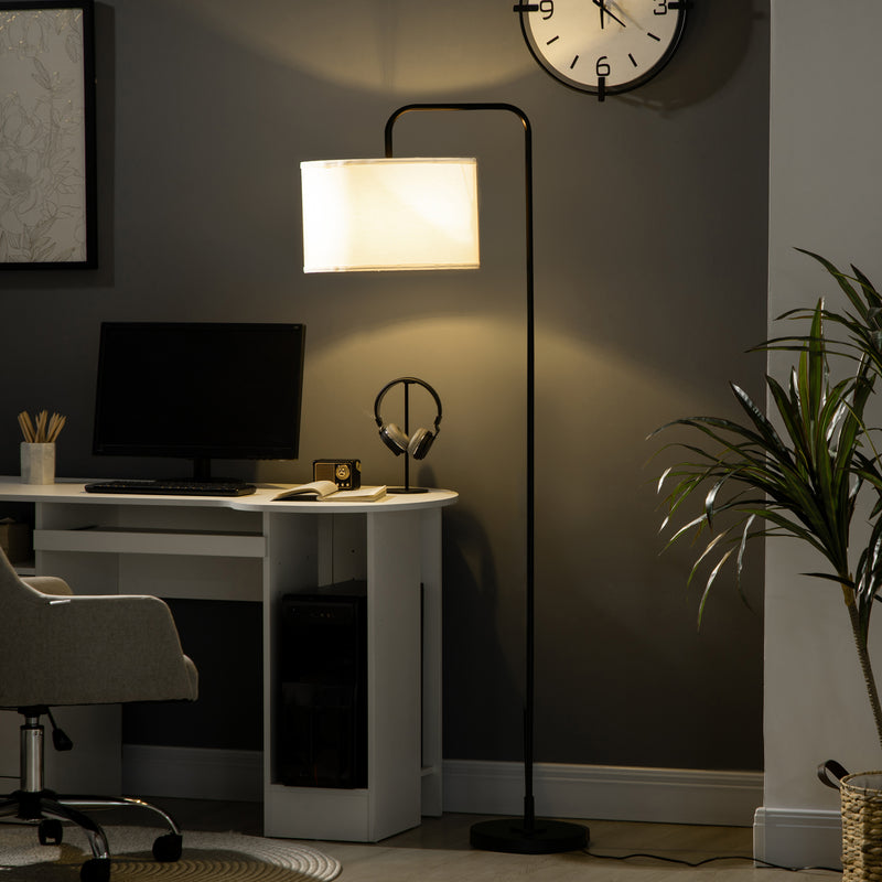 Piantana da Interno 64x38x163,5 cm Paralume in Tessuto Effetto Lino Bianco