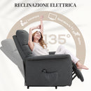 Poltrona Alzapersona Elettrica 1 Motore con 8 Punti Vibranti 62,5x93x97 cm 4 Modalità di Massaggio e Riscaldamento Grigia