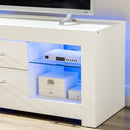 Mobile TV da 55” 120x40x50 cm con Luce LED in Legno e Vetro Bianco