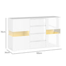 Credenza Mobile Basso Multiuso con LED Regolabile con Telecomando 120x34x70 cm Bianco  