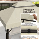 Copertura per Gazebo da Giardino 400x 300 cm a 2 Livelli in Tessuto Oxford 600D con Fori di Drenaggio Bianco Crema   