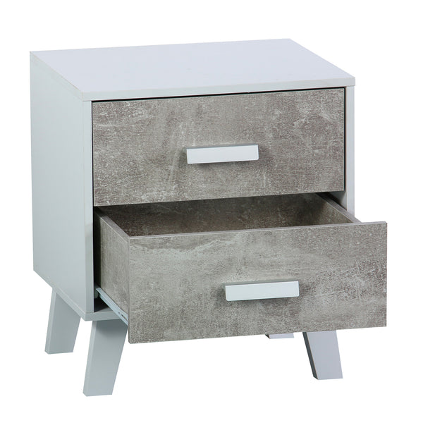 online Table de chevet avec 2 tiroirs 40x34x45 cm en panneau de particules blanc/ciment