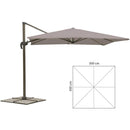 Ombrellone Decentrato Quadrato da Giardino in Acciaio Tortora 3X3M Bertozzi