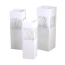 Set 3 Portaombrelli in Metallo 20x20H60cm Geometrie Bianco