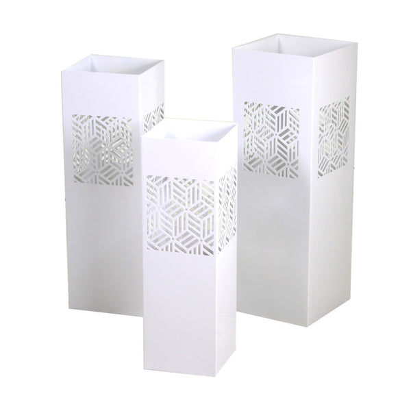 Lot de 3 Porte-Parapluies Métal 20x20H60cm Géométries Blanches prezzo