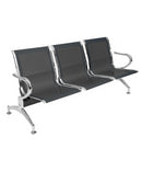 Panca per Sala d'Attesa 3 Posti in Acciaio Nero