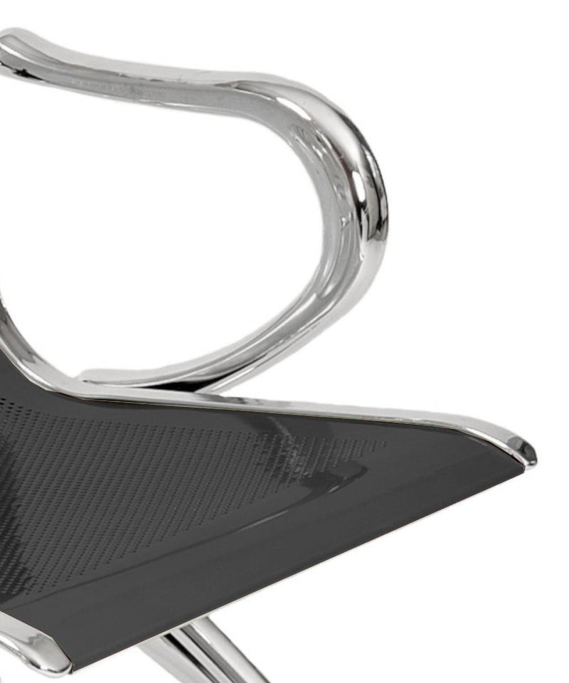 Panca per Sala d'Attesa 3 Posti in Acciaio Nero