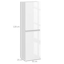 Mobile Bagno Alto a Colonna 35 x 25 x 120 cm con Ante e Ripiani Regolabili Laccato Bianco Lucido      
