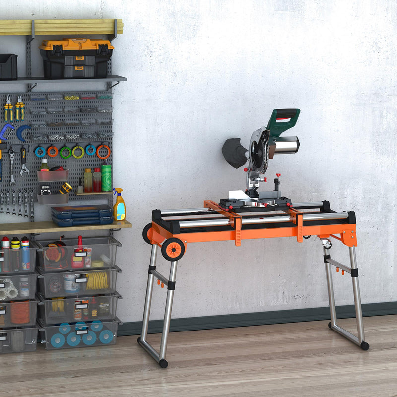 Banco di Lavoro Pieghevole 5 in 1 131x55,5x86 cm in Metallo e Alluminio Arancione