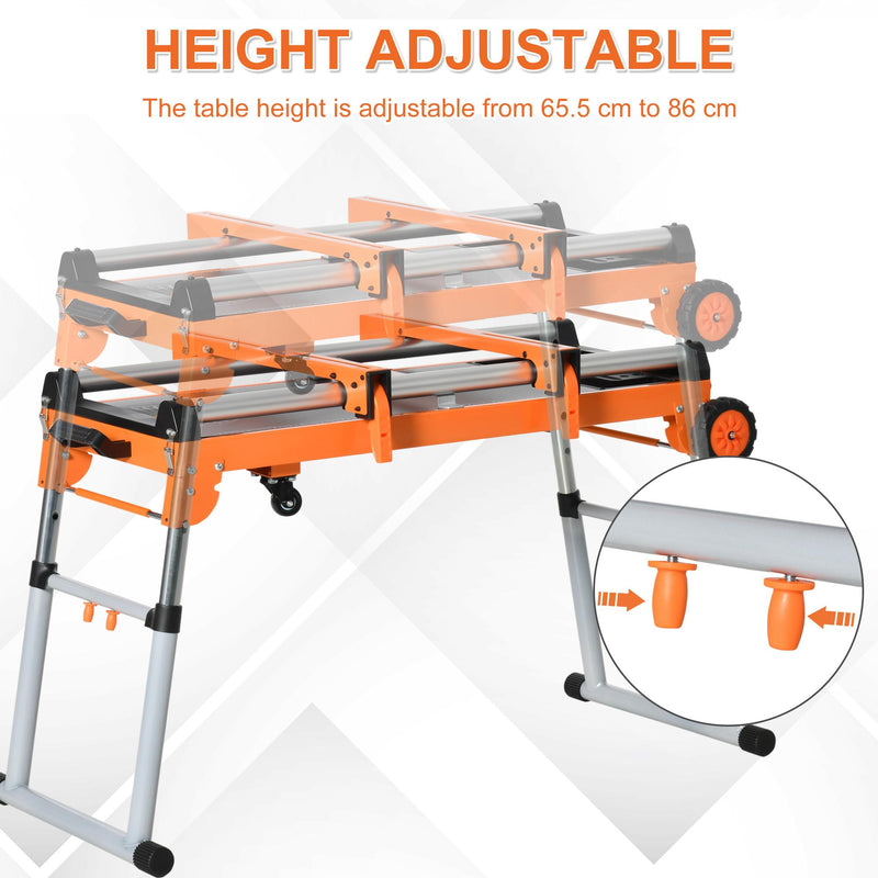 Banco di Lavoro Pieghevole 5 in 1 131x55,5x86 cm in Metallo e Alluminio Arancione