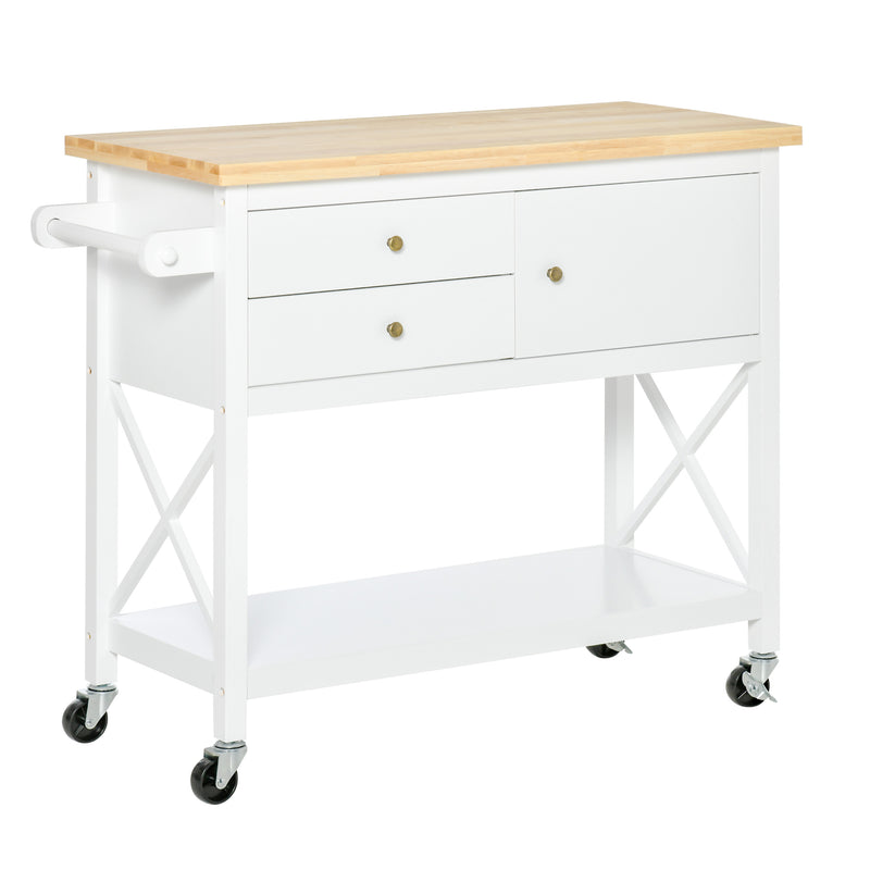Carrello da Cucina 108x45x89 cm in Legno Bianco