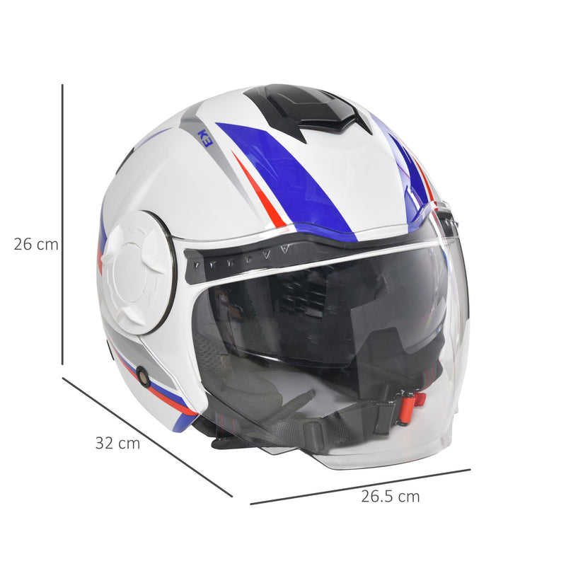 Casco Jet per Scooter Visiera Lunga e Parasole Taglia S Bianco