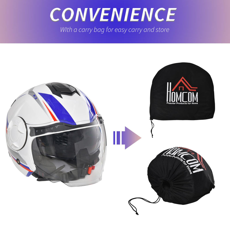 Casco Jet per Scooter Visiera Lunga e Parasole Taglia S Bianco