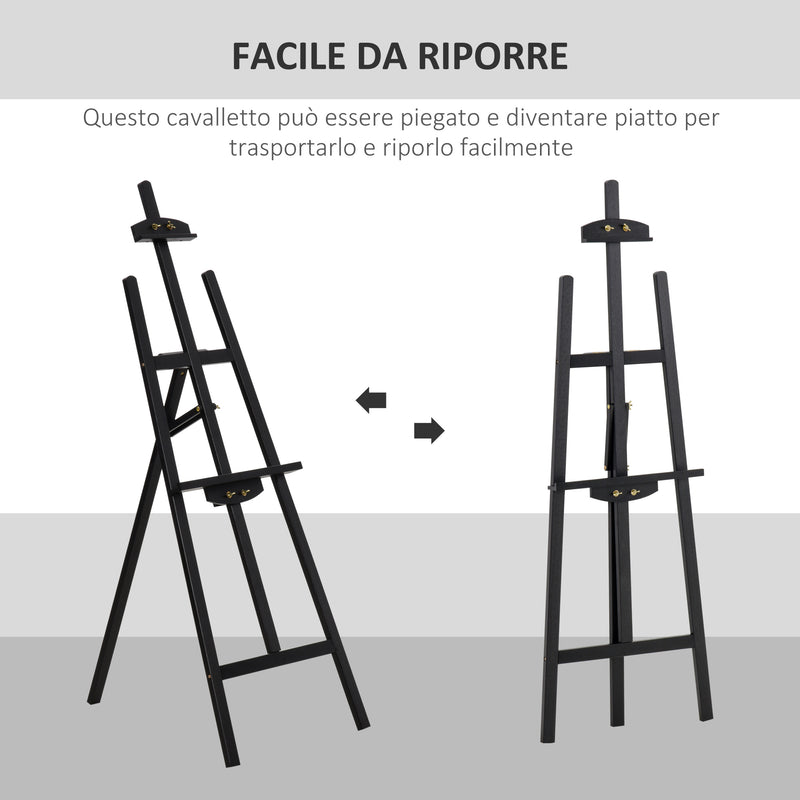Cavalletto Treppiede da Pittura 51,5x71,5x134,5 cm in Legno di Pino Nero