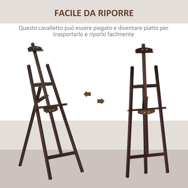 Cavalletto Treppiede da Pittura 51,5x71,5x134,5 cm in Legno di Pino Marrone