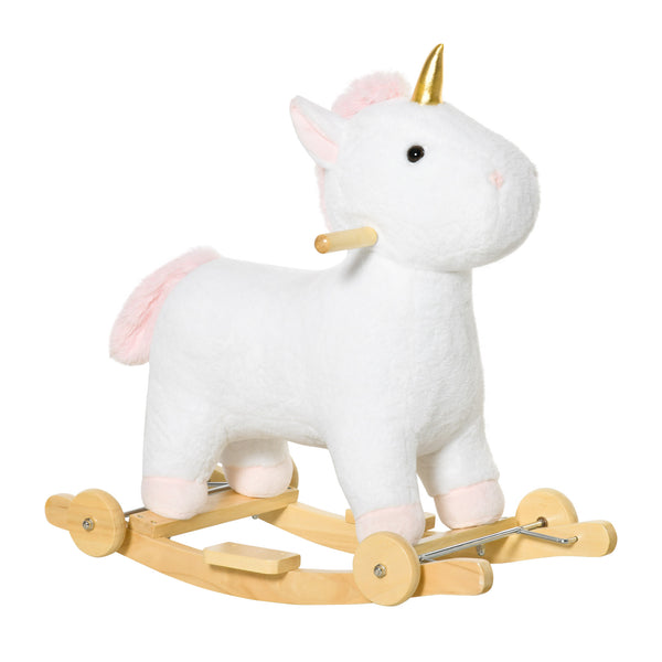online Cheval à Bascule Licorne pour Enfant en Bois et Peluche Licorne Blanche