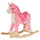 Cheval à Bascule Licorne pour Enfant en Bois et Peluche Licorne Rose