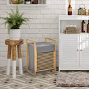 Cesto Portabiancheria 40x35,5x60,5 cm Sacco Rimovibile in Bambù e Tessuto Grigio