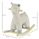 Cavallo a Dondolo per Bambini in Legno e Peluche Alpaca Crema