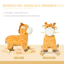 Cavallo a Dondolo per Bambini in Legno e Peluche Giraffa Giallo
