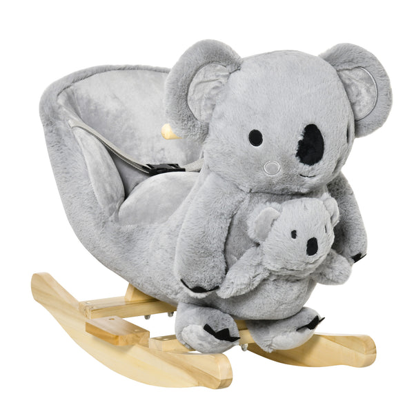 acquista Cheval à Bascule pour Enfant en Bois et Peluche Koala Gris