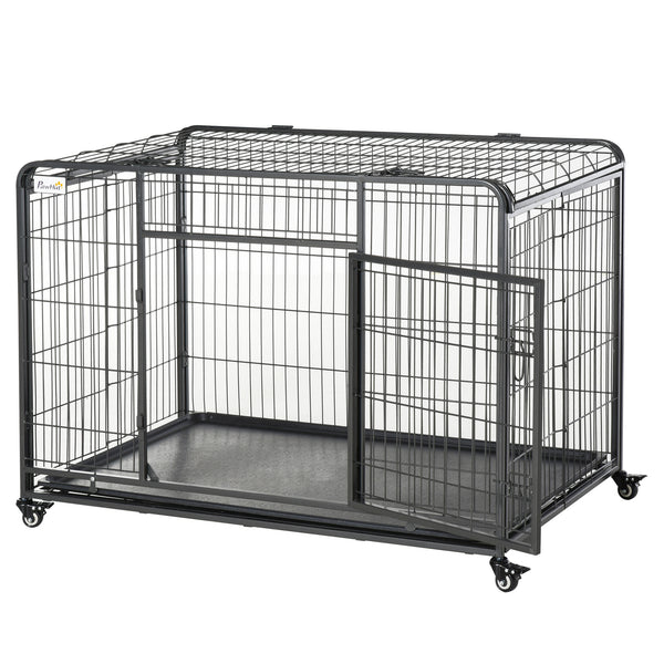 Cage pliable pour chien 125x76x81 cm avec roues en métal gris acquista