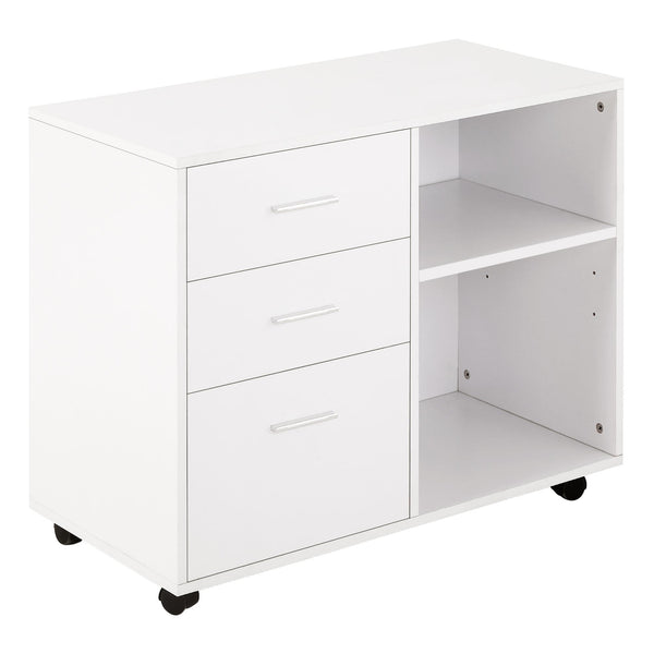 Meuble 3 Tiroirs 2 Etagères 80x40x65 cm avec Roulettes en Aggloméré Blanc online