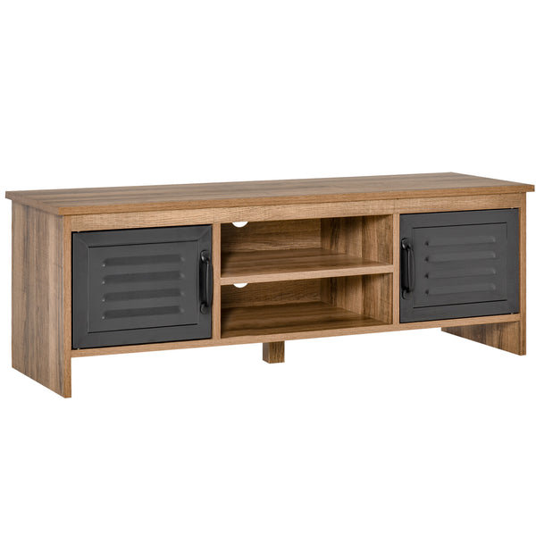 Meuble TV 109x35x38 cm 2 portes métal 2 étagères marron acquista