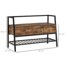 Panca Scarpiera Salvaspazio 90x37x60 cm in Metallo e Truciolare Marrone