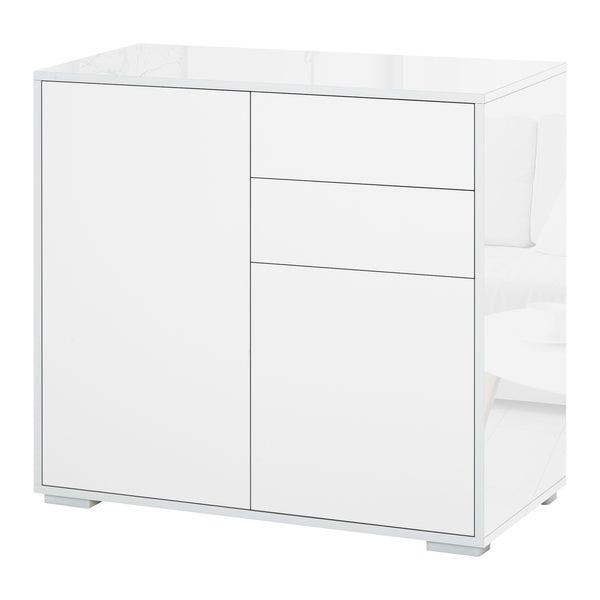 online Meuble Polyvalent 2 Tiroirs 2 Portes 79x36x74 cm en Bois Blanc