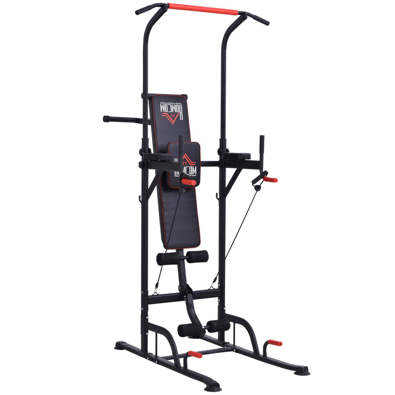 Stazione Fitness Multifunzione Pieghevole 98x220x229 cm in Acciaio Nera