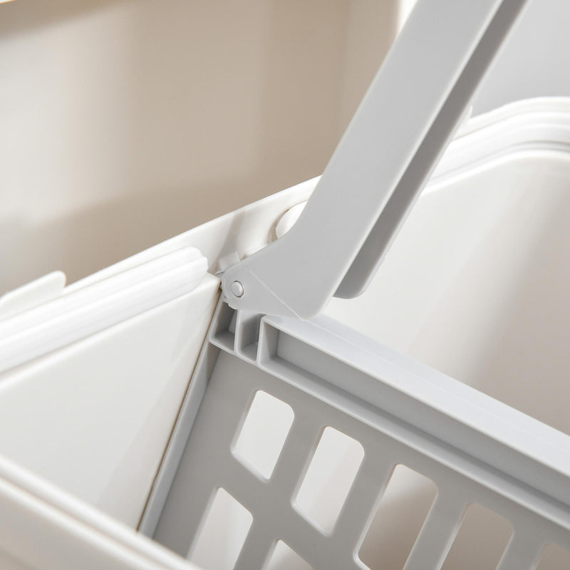 Pattumiera Differenziata 3 Contenitori 42x29x83 cm in Plastica Bianca