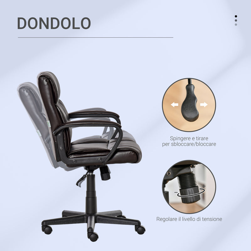 Sedia Poltrona Direzionale da Ufficio in Similpelle Marrone