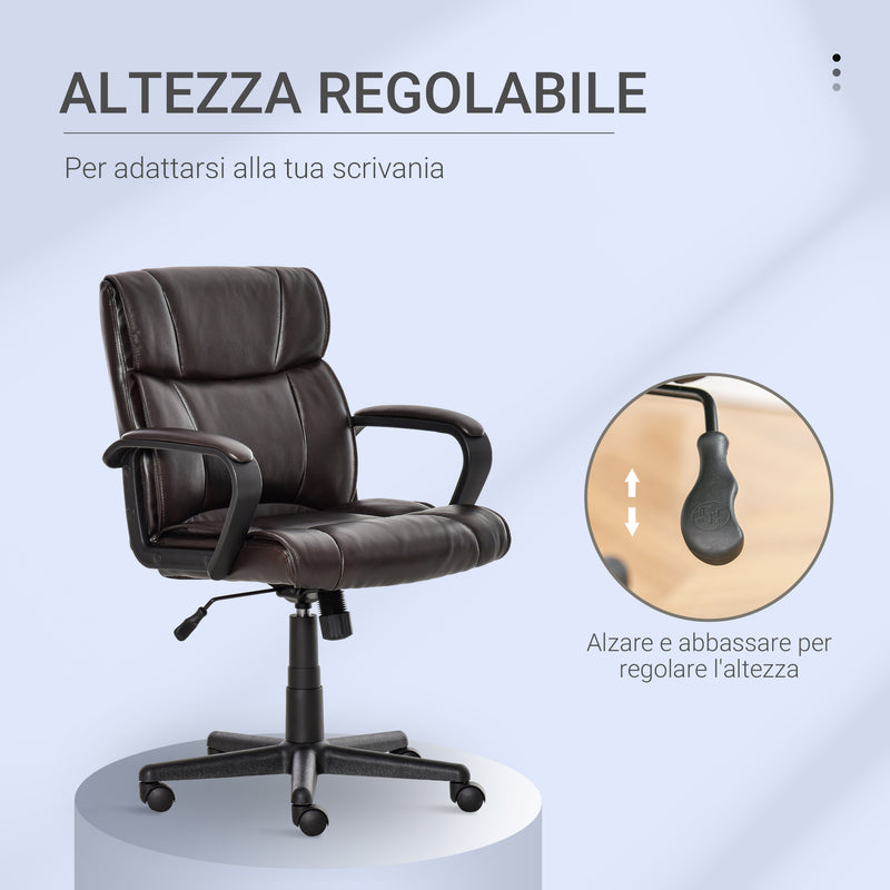 Sedia Poltrona Direzionale da Ufficio in Similpelle Marrone