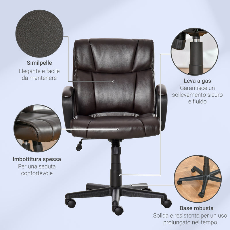 Sedia Poltrona Direzionale da Ufficio in Similpelle Marrone