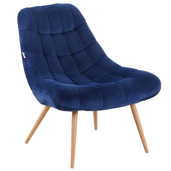 Fauteuil rembourré 76x87x82 cm en tissu velours bleu acquista