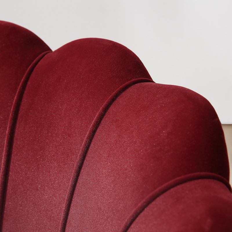 Poltrona Imbottita 76x67x74 cm in Tessuto Vellutato Rosso