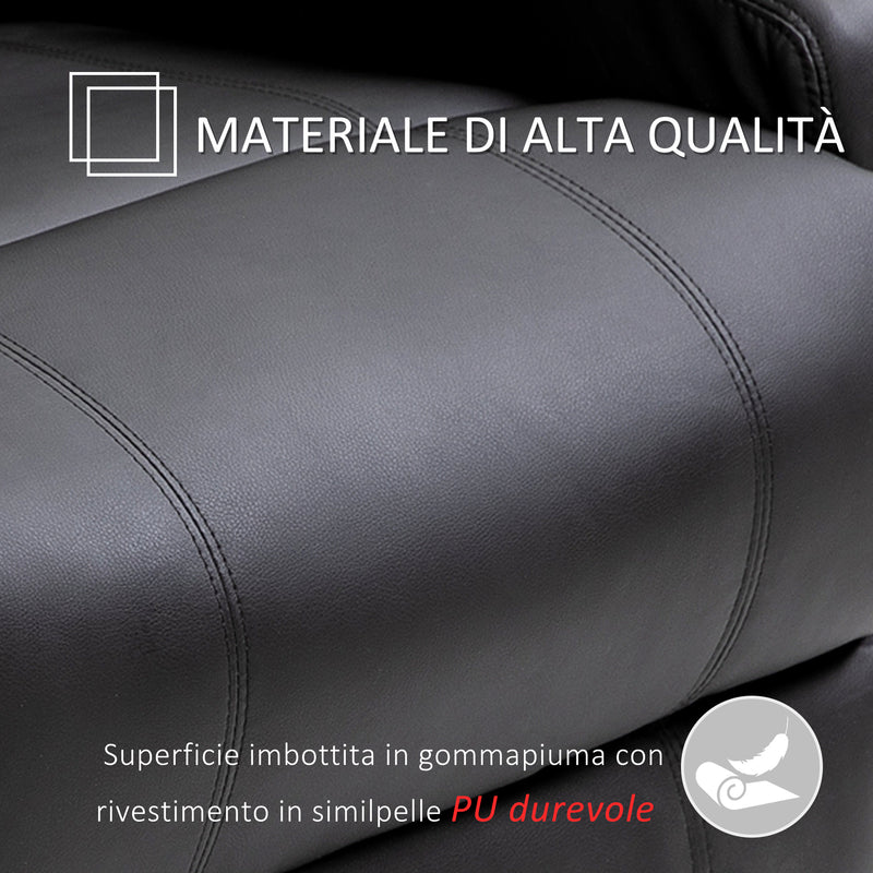 Poltrona Relax Massaggiante 84x92x109 cm in Similpelle Nera