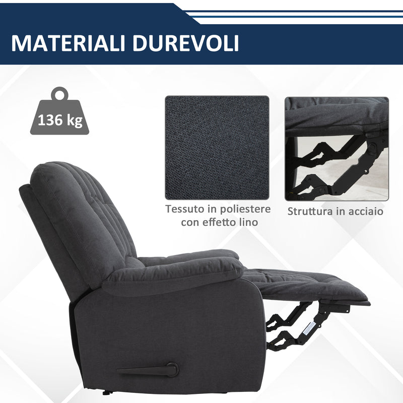Poltrona Relax Reclinabile 96x99x104 cm in Tessuto Grigio