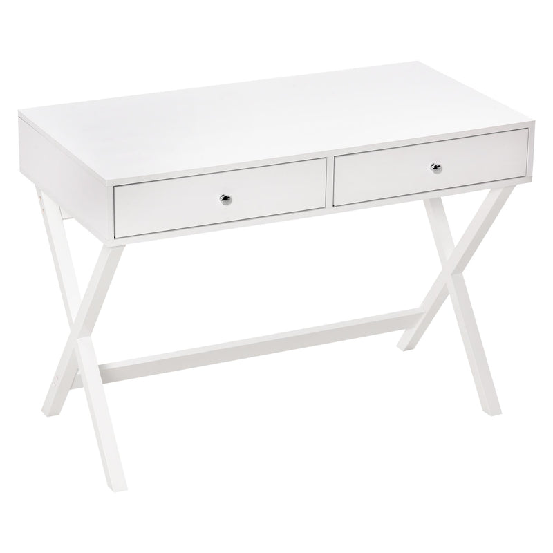 Scrivania con 2 Cassetti 106x55x75 cm in MDF Bianco