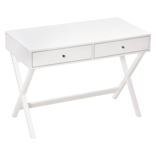 online Bureau avec 2 Tiroirs 106x55x75 cm en MDF Blanc