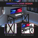 Scrivania Gaming con Luci LED 120x60x73 cm  in MDF e Metallo Nero