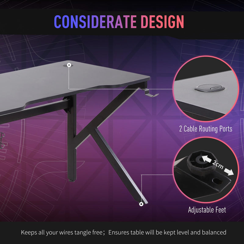 Scrivania Gaming 120x60x73 cm  in MDF e Metallo Nero
