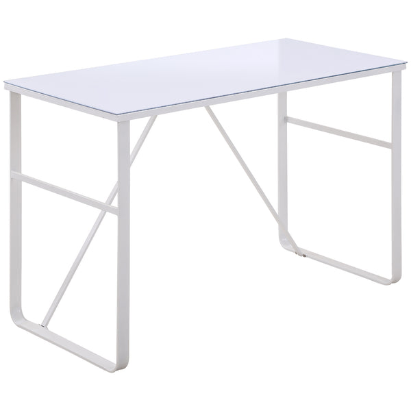 Bureau PC 120x60x74,5 cm en Métal et Verre Trempé Blanc acquista