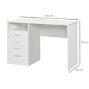 Scrivania Porta PC 4 Cassetti 120x50x76 cm in Legno Bianco