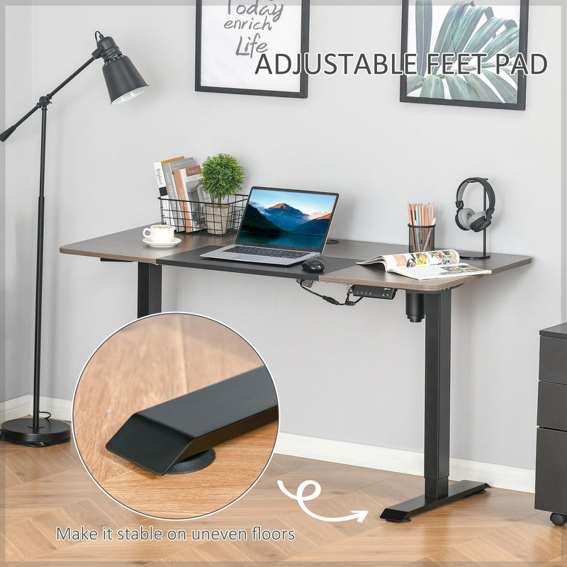 Scrivania con Regolazione Altezza Elettrica 140x70x72-116 cm in Metallo e Truciolare Teak e Nero