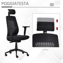 Sedia Poltrona Direzionale da Ufficio 67x64x118-126 cm in Tessuto a Rete Nero