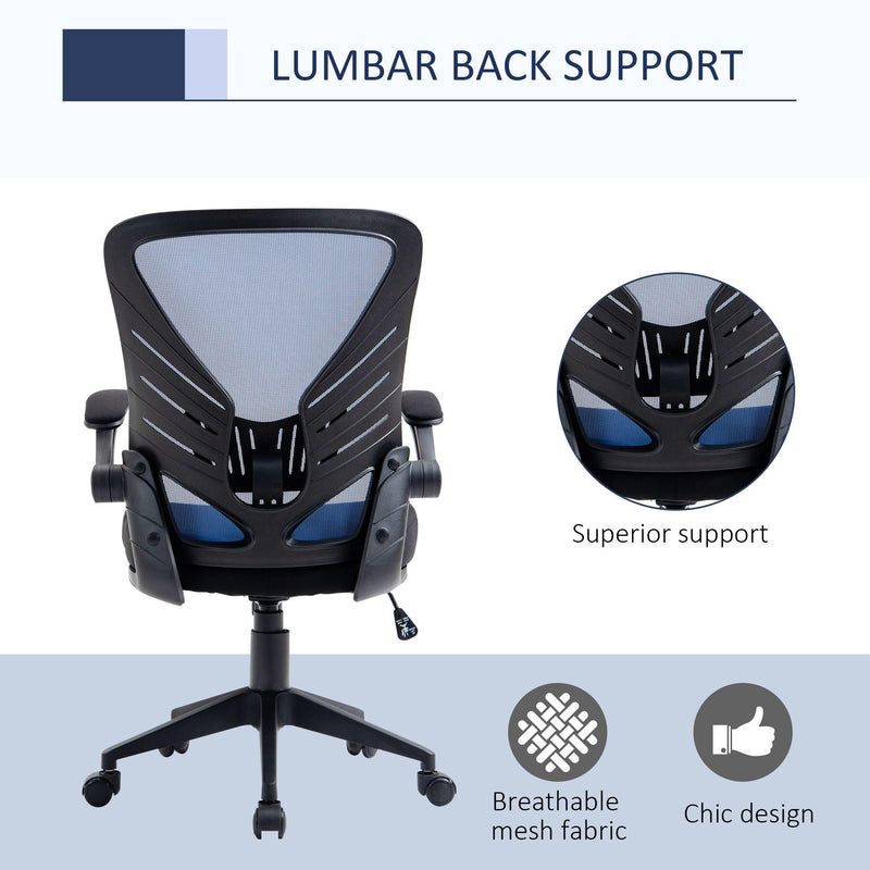 Sedia Operativa da Ufficio 62x59x99-107 cm in Tessuto Nero e Blu