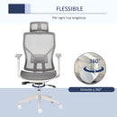 Sedia Poltrona Direzionale da Ufficio 67x65x120-128 cm in Tessuto a Rete Grigio